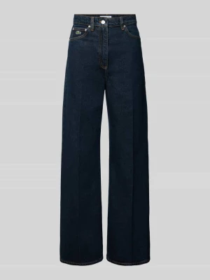 Jeansy o kroju wide fit z detal z logo Lacoste Ciemnoniebieski