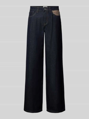 Jeansy o kroju wide fit z detalem w kratę Only Ciemnoniebieski