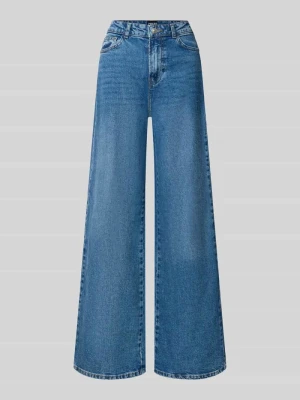 Jeansy o kroju wide fit z mieszanki bawełny model 'SELMA' Pieces Jeansowy niebieski