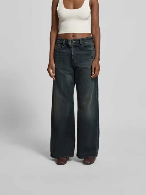 Jeansy o kroju wide fit z naszywką z logo Diesel Czarny