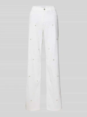 Jeansy o kroju wide fit z perełkami i dżetami Angels