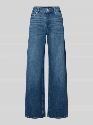 Jeansy o kroju wide fit z wpuszczanymi kieszeniami Gina Tricot Jeansowy niebieski
