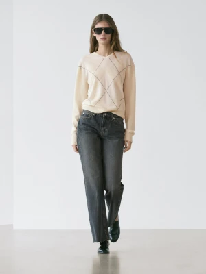 Jeansy O Prostym Kroju - Średni Niebieski - - Massimo Dutti - Kobieta