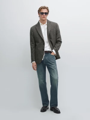 Jeansy O Prostym Kroju - Średni Niebieski - - Massimo Dutti - Mężczyzna