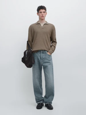 Jeansy O Prostym Kroju - Średni Niebieski - - Massimo Dutti - Mężczyzna