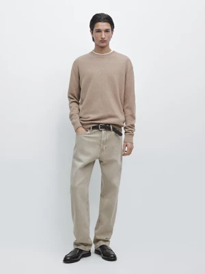 Jeansy O Prostym Kroju - Szarawozielony - - Massimo Dutti - Mężczyzna