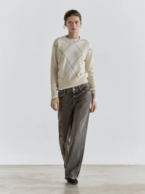 Jeansy O Prostym Kroju Z Niskim Stanem - Szary Naturalny - - Massimo Dutti - Kobieta