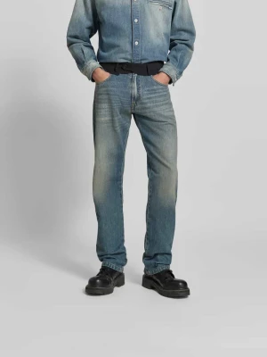 Jeansy o kroju straight fit z kontrastowym pasem MM6 Maison Margiela Jeansowy niebieski
