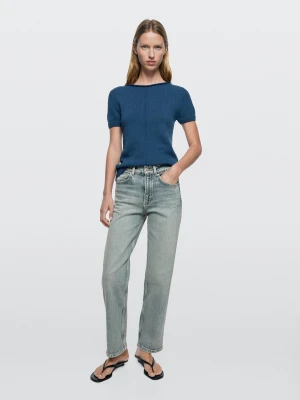 Jeansy O Prostym Kroju Ze Średnim Stanem - Jasnoniebieski - - Massimo Dutti - Kobieta