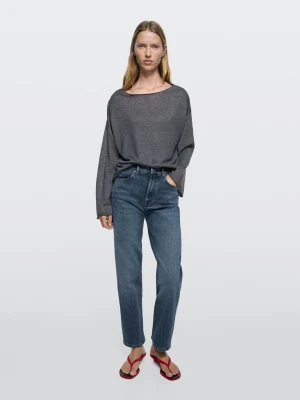Jeansy O Prostym Kroju Ze Średnim Stanem - Średni Niebieski - - Massimo Dutti - Kobieta