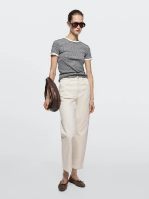 Jeansy O Prostym Kroju Ze Średnim Stanem - Surowy - - Massimo Dutti - Kobieta