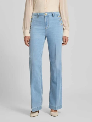 Jeansy o rozkloszowanym kroju z wpuszczanymi kieszeniami i guzikami Liu Jo White