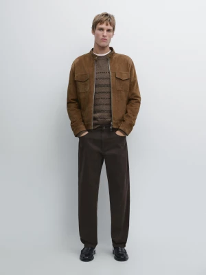 Jeansy O Zwężanym Kroju - Brązowy - - Massimo Dutti - Mężczyzna