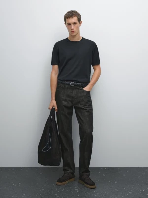 Jeansy O Zwężanym Kroju - Czarny - - Massimo Dutti - Mężczyzna
