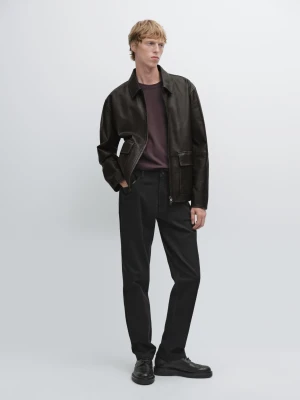 Jeansy O Zwężanym Kroju - Czarny - - Massimo Dutti - Mężczyzna