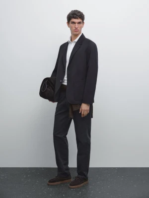Jeansy O Zwężanym Kroju - Granatowy - - Massimo Dutti - Mężczyzna