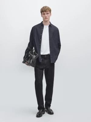 Jeansy O Zwężanym Kroju - Granatowy - - Massimo Dutti - Mężczyzna