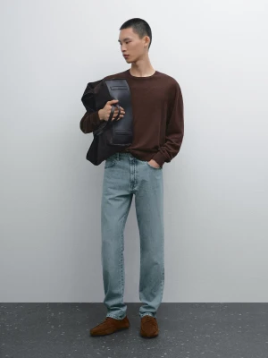 Jeansy O Zwężanym Kroju - Indygo - - Massimo Dutti - Mężczyzna