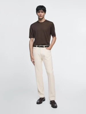 Jeansy O Zwężanym Kroju - Surowy - - Massimo Dutti - Mężczyzna