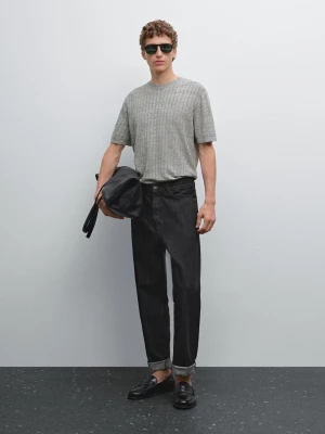 Jeansy O Zwężanym Kroju Z Krajką - Czarny - - Massimo Dutti - Mężczyzna
