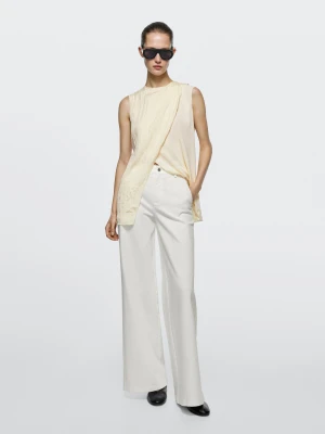 Jeansy Palazzo Z Wysokim Stanem - Biały - - Massimo Dutti - Kobieta