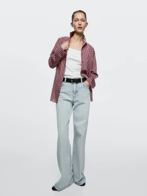 Jeansy Palazzo Z Wysokim Stanem - Jasnoniebieski - - Massimo Dutti - Kobieta