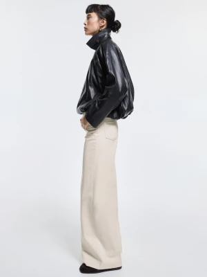 Jeansy Palazzo Z Wysokim Stanem - Surowy - - Massimo Dutti - Kobieta