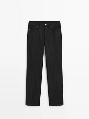 Jeansy: Prosty Krój, Niski Stan - Czarny - Massimo Dutti - Female