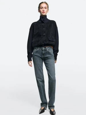 Jeansy: Prosty Krój, Niski Stan - Średni Niebieski - Massimo Dutti - Female
