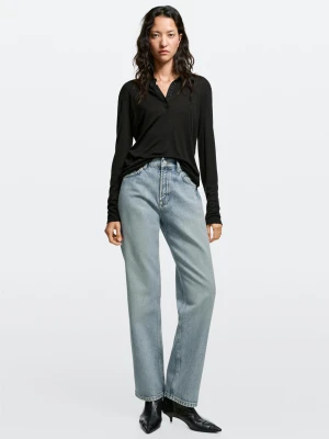 Jeansy: Prosty Krój, Wysoki Stan - Jasnoniebieski - Massimo Dutti - Female