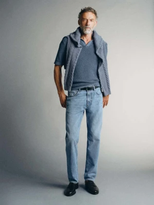 Jeansy regular fit 100% bawełna made in Italy jasnoniebieski - Mężczyzna - MANGO MAN