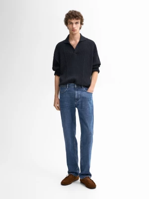 Jeansy Regular Fit Z Bawełnianej Mieszanki - Indygo - - Massimo Dutti - Mężczyzna