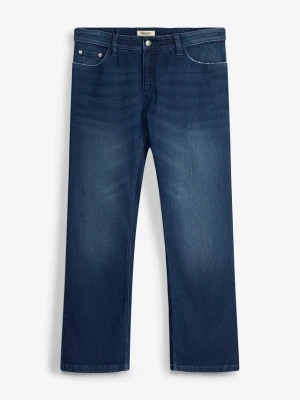 Jeansy regular fit z elastycznym pasem, o kroju bootcut BonPrix niebieski