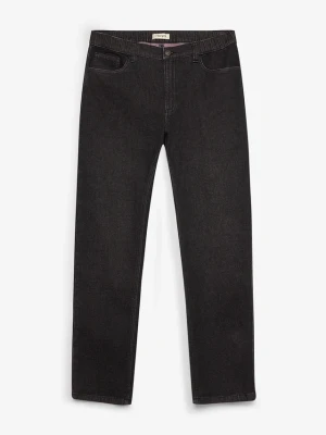 Jeansy regular fit z elastycznym pasem, straight BonPrix czarny