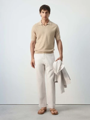 Jeansy regular fit z mieszanki bawełny i lnu kremowy / écru - Mężczyzna - MANGO MAN beżowy