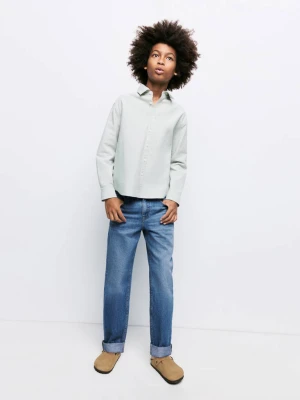 Jeansy regular fit z wywiniętymi nogawkami średni niebieski - Dzieci - MANGO KIDS