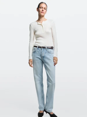 Jeansy O Prostym Kroju Ze Średnim Stanem - Jasnoniebieski - Massimo Dutti - Female