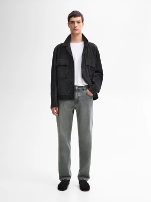 Jeansy Relax Fit Z Efektem Średniego Wybielenia - Szary - - Massimo Dutti - Mężczyzna