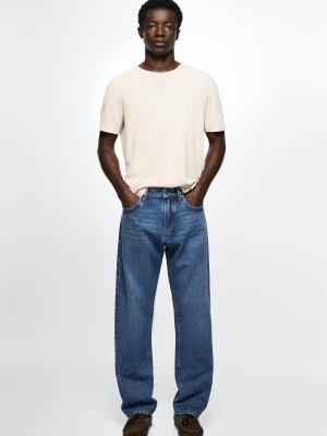 Jeansy Relax Fit Z Efektem Usuwania Klejonki - Niebieski - Massimo Dutti - Male