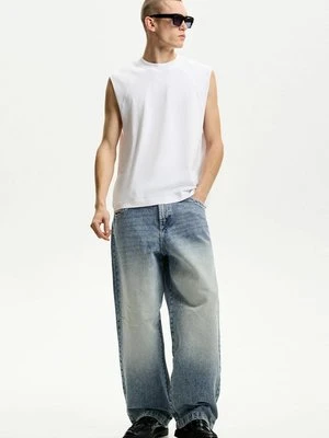 Jeansy Relaxed Fit Bershka niebieski denim