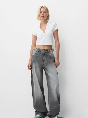 Jeansy Relaxed Fit Bershka szary