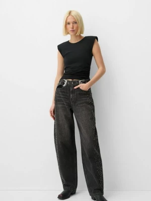 Jeansy Relaxed Fit Bershka czarny