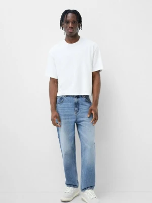 Jeansy Relaxed Fit Bershka jasnoniebieski denim