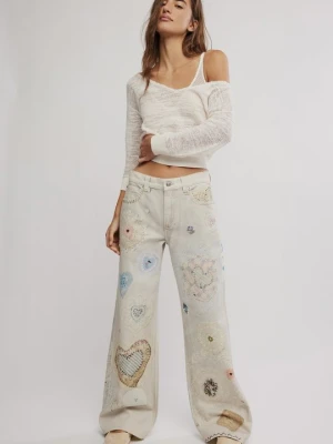 Jeansy Relaxed Fit Free People mleczny