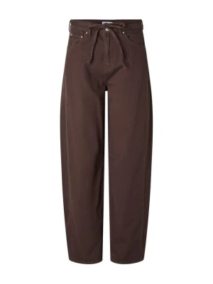 Jeansy Relaxed Fit Pieces brązowy