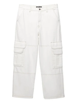 Jeansy Relaxed Fit PULL&BEAR biały