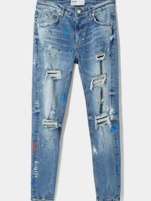 Jeansy Skinny Fit Bershka granatowy