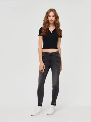 Jeansy skinny fit mid waist czarne House