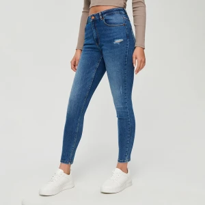 Jeansy skinny fit mid waist granatowe House