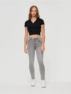 Jeansy skinny fit mid waist szare House